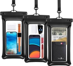 Waterproof Phone Pouch, Waterproof Phone Case 3 Packs , up to 10", IPX8 ,Black - $16.44