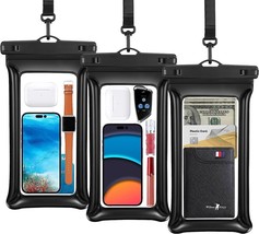 Waterproof Phone Pouch, Waterproof Phone Case 3 Packs , up to 10&quot;, IPX8 ,Black - £13.13 GBP