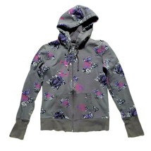 Y2K Zip Hoodie Roses S Vtg Retro Floral Cardigan Sweatshirt Jacket Arizona Jean - £17.95 GBP