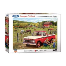 1965 Ford Pickup Red Truck Puzzle 1000 PC Jigsaw Grandpas Old Farm Barn NEW - £12.88 GBP