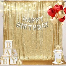 Sparkly Gold Sequin Backdrop Photography Christmas Backdrop 6Ft x 6Ft - £38.24 GBP