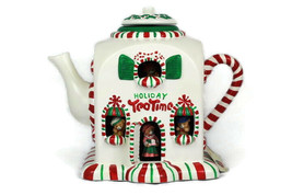 Mr Christmas Animated Musical Holiday Tea Time Ceramic Peppermint Teapot 9&quot; - £51.43 GBP