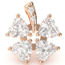 4 Leaf Clover Shamrock White Topaz Diamond Pendant In 14k Rose Gold - £378.09 GBP