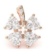 4 Leaf Clover Shamrock White Topaz Diamond Pendant In 14k Rose Gold - $469.00