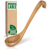 Wooden Ladle for Soup - 10.8X2.8&quot; Deep Wood Ladle with Long Handle Hook-... - $13.06
