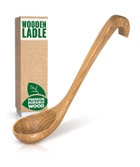 Wooden Ladle for Soup - 10.8X2.8&quot; Deep Wood Ladle with Long Handle Hook-... - $240.97 MXN