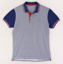 Carolina Herrera Pique Polo Shirt Mens Small Blue Houndstooth Red Trim C... - $48.14