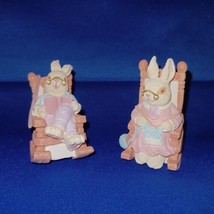 Adorable Grandma Grandpa Painted Rabbits in Rocking Chairs Figurines Vtg - £18.07 GBP