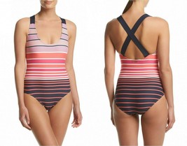 NWT-MICHAEL KORS ~Size 12~ Abby Stripe Cross-back One-Piece Swimsuit MSR... - £68.57 GBP