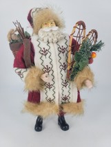 Santa Father Christmas Ornament with Snow Shoes and a Basket 9&quot; - £11.03 GBP