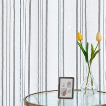 63 Inch Length Sxzjtex Farmhouse Blue Striped Cafe Curtains 2 Panels, 42&quot; X 63&quot;. - £33.34 GBP