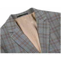 Mens Suit RENOIR English Plaid Window Pane Stretch Slim Comfort 293-7 Gray Brown image 5