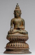 Antico Indonesiano Stile Seduta Bronzo Giavanese Enlightenment di Buddha - - £981.83 GBP
