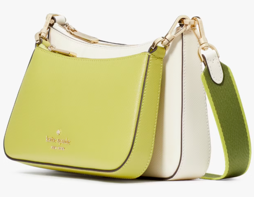 NWB Kate Spade Duet Olive & White Leather Crossbody Bag KH759 Purse Gift Bag FS
