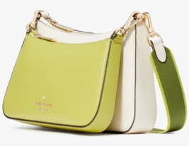 NWB Kate Spade Duet Olive &amp; White Leather Crossbody Bag KH759 Purse Gift Bag FS - £103.20 GBP