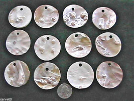 DOZEN 43mm-45mm Blister Pearl Oyster Secrete Focal Pendants (12) - $9.90