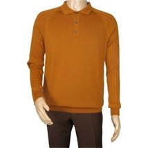 Men's Sweater Knit By BRANGO Turkey Polo Neck Cotton Blend 21220 Mustard image 3