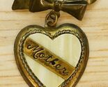 Vintage Estate Costume Jewelry Brass MOTHER Heart Ribbon Lucite Brooch Pin - $24.74