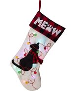 Glitzhome LED Cat Embroidered Linen Christmas Stocking 21’ New - $366.27 MXN