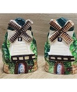 Vintage Hand Painted Wind Mill Shaped 3&quot; Ceramic Salt &amp; Pepper Shakers J... - $169.47 MXN