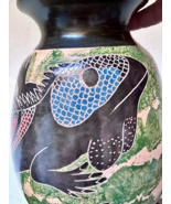 JUAN CARLOS JIMENEZ HAND CARVED IGUANA ART clay pottery vase - $27.72