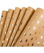 Kraft Wrapping Paper Gold Foil Pineapple Cactus Shiny 6 Sheets 17.5 x 30... - $17.64 CAD