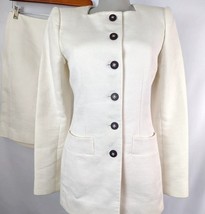 Oscar De la Renta Womens Ivory Skirt Suit waffle weave tailored size S Vintage - £251.79 GBP