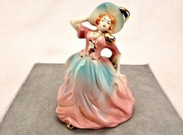 Porcelain Figurine Planter, Lady in Pastel Ball Gown, Pink &amp; Blue w/Gold... - £31.22 GBP