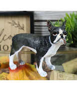 Realistic Miniature Boston Terrier Puppy Dog With Faint Red Face Figurine - £10.26 GBP