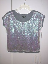 A.N.A. Ladies Iridescent Sequinned CAP-SLEEVE Gray Knit Pullover SWEATER-M-NWT - £11.15 GBP