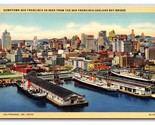 Downtown Vista Da Bay Ponte San Francisco Ca Unp Lino Cartolina H23 - £3.17 GBP