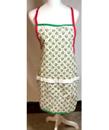 Handmade Apron Christmas Wreath &amp; Bows Print Lace 3 Pockets 28&quot; Long Vin... - €15,74 EUR