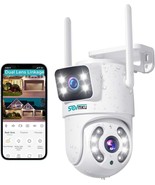 SOVMIKU 【Dual Lens Linkage】 6MP PTZ Security Camera Outdoor,Wireless Cam... - £47.95 GBP