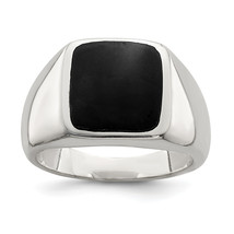 Silver Synthetic Onyx Ring QR1208 - £68.09 GBP