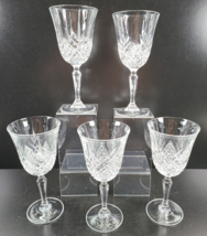 5 Cristal D&#39;Arques Masquerade Water Goblet Set Crystal Clear Cut Etch France Lot - £46.45 GBP