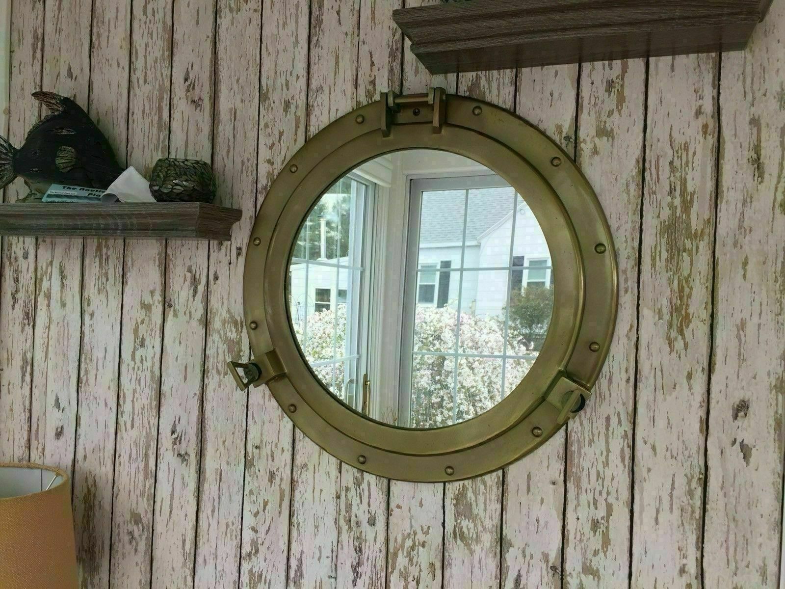 Miroir Hublot Ancien Style Nautique En Laiton - Décoration Murale Vintage - Reproduction