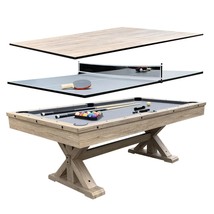 3 in 1 Rustic Oak Game Table - Pool Table w Dining Table Top and Ping Po... - €1.890,71 EUR