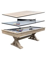 3 in 1 Rustic Oak Game Table - Pool Table w Dining Table Top and Ping Po... - €1.895,87 EUR