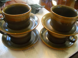 * MIKASA 8 Piece Set of 4 Flat Cups 4 Deep Saucers POTTERS ART RUSTICANA... - £39.66 GBP