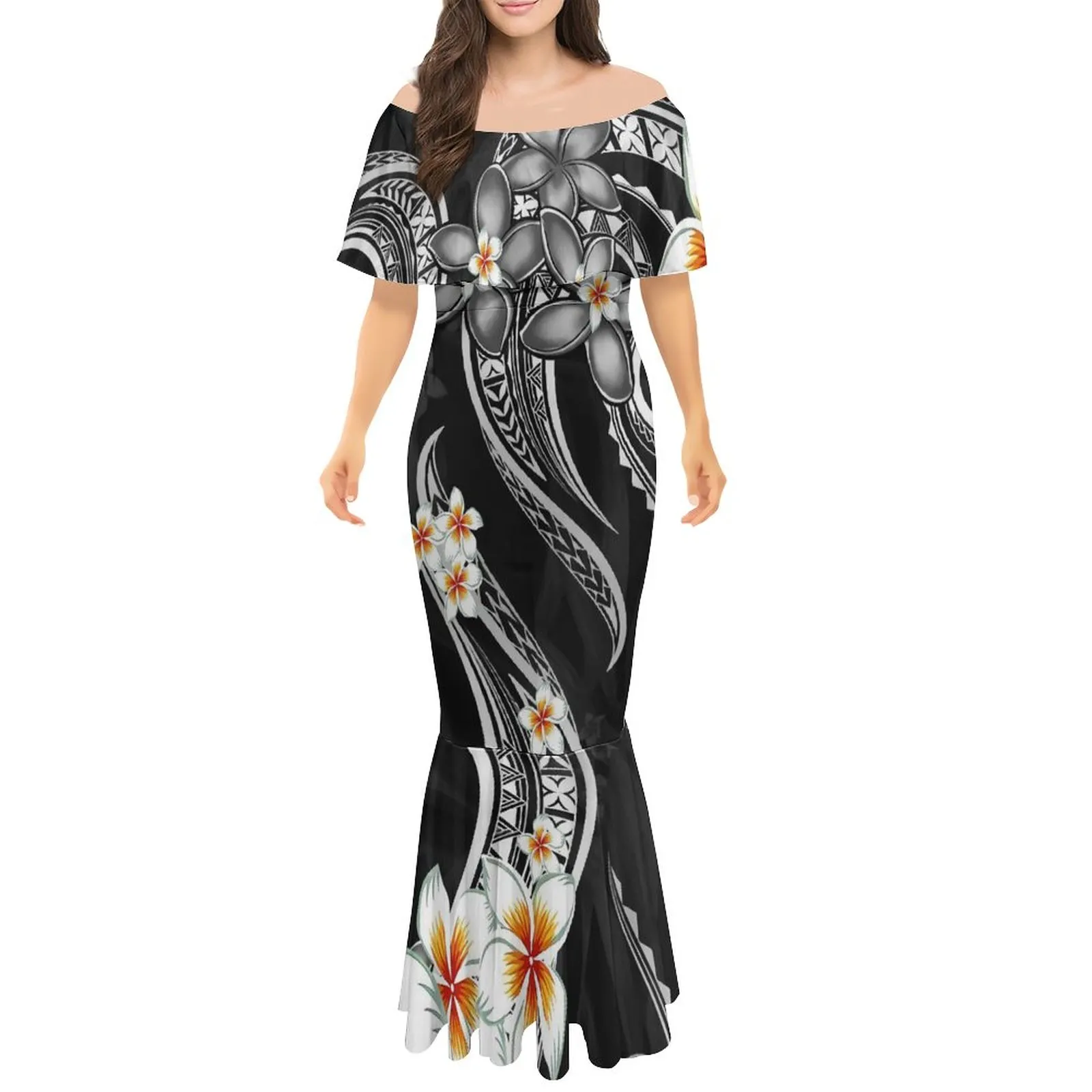 Milk Silk Sleeve  Evening Prom Party Clothing Polynesian Custom Pattern Big Size - £95.78 GBP