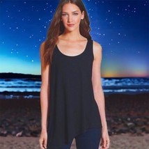 $118 NWT Eileen Fisher Scoop Neck Tank Petite PP 2P 4P Black Viscose Vintage - £68.67 GBP