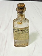 Antique Paper Label Medicine Bottle Regeman &amp; Co Chemists Druggists NY Broadway  - £20.24 GBP