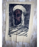 Vintage SUDAN Art Wall Hanging Linen Fabric Throw 33”x23” - €68,38 EUR
