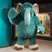 Teal Mammoth mascot costume character dressed with a Romper and Belts - £936.91 GBP