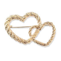 18K Gold-Plated Double Openwork Heart Brooch - £10.38 GBP