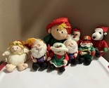 VTG Stuffins Christmas Santa Elf Angel Mrs. Claus Snoopy Nylon XMAS Plus... - $35.59