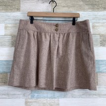 GAP Wool Blend Skirt Tan Brown Pockets A Line Unlined Casual Womens 14 - £9.90 GBP