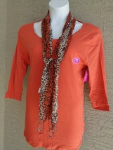 NWT JUST MY SIZE 1X TUNIC TOP WITH SCARF  3/4 SLEEVE TWIST NECK JERSEY O... - $7.91
