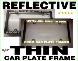 Thin Reflective Custom Made Personalized Black White Letters License Plate Frame - £11.66 GBP