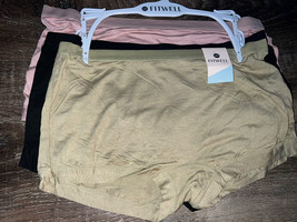 Fitwell ~ 3-Pair Womens Boyshort Underwear Panties Rayon Blend Stretch ~ L - £15.93 GBP